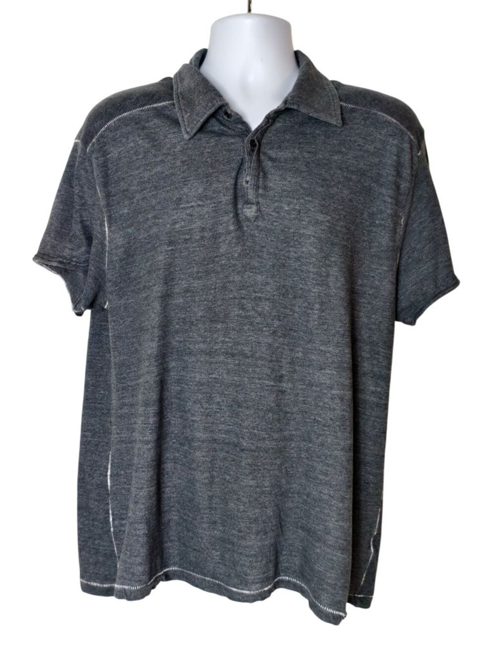 Buckle Black Mens L Polo Shirt Gray Athletic Fit Short Sleeve Soft Casual